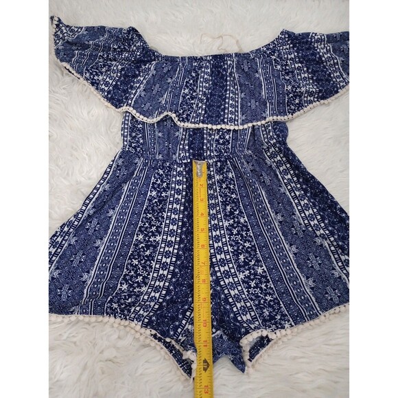 Rue21 Off  Shoulder Blue Flower Print Romper  Women’s Size Small - Picture 2 of 8